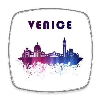 Venedig Skyline Splash Design - Viereckiger Kühlschrankmagnet - Weiß - Vorne