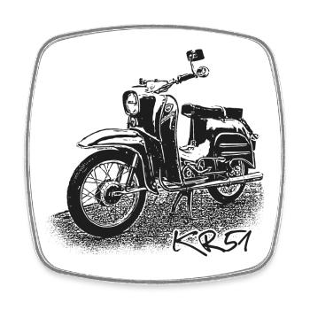 SIMSON Schwalbe KR51 - Magnet carré - blanc - Devant
