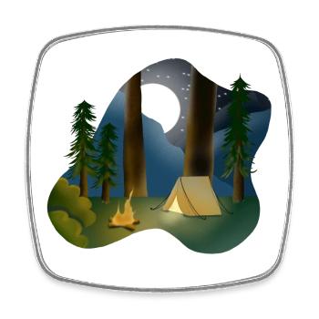 Moonlit night in forest camping - Square fridge magnet - white - Front