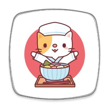 Süße Ramen Chef Neko Katze - Viereckiger Kühlschrankmagnet - Weiß - Vorne