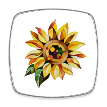 Sunflower - Square fridge magnet - white - Front