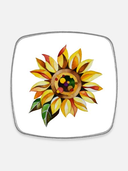 Sunflower - Square fridge magnet - white