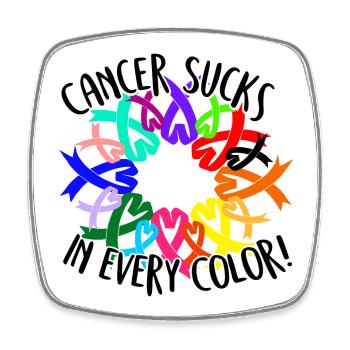 Cancer sucks in every color Awareness Krebs - Viereckiger Kühlschrankmagnet - Weiß - Vorne