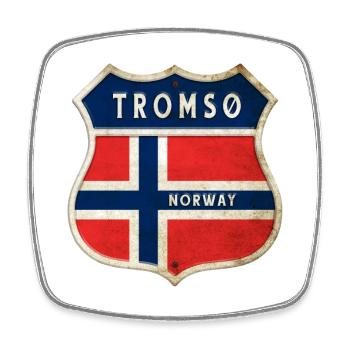 Tromsø Norwegen Wappen Flaggen Design - Viereckiger Kühlschrankmagnet - Weiß - Vorne