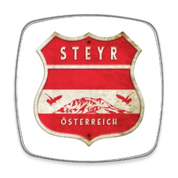 Steyr Österreich Wappen Flaggen Design - Viereckiger Kühlschrankmagnet - Weiß - Vorne
