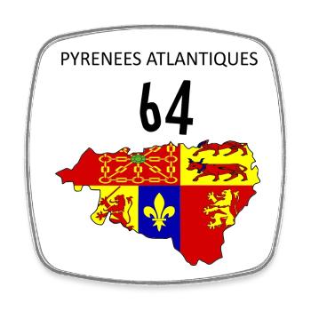 Pyrénées atlantiques - Magnet carré - blanc - Devant