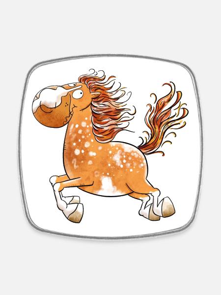 Flottes Pferd I Pferdemotiv Fun - Viereckiger Kühlschrankmagnet - Weiß