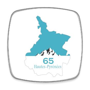 Hautes-Pyrénées - Magnet carré - blanc - Devant