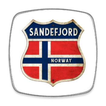 Sandefjord Norvège Armoiries Drapeaux Design - Magnet carré - blanc - Devant