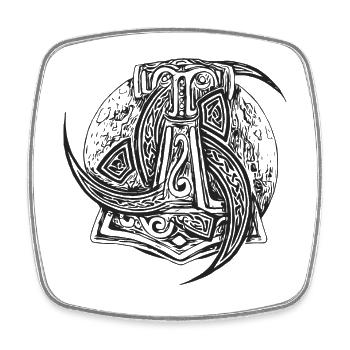 Thorhammer Compass Moon - Square fridge magnet - white - Front