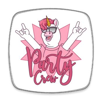 Party Crew Einhorn - Viereckiger Kühlschrankmagnet - Weiß - Vorne