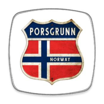 Porsgrunn Norvège Armoiries Drapeaux Design - Magnet carré - blanc - Devant