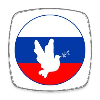 Colombe du drapeau russe - Magnet carré - blanc - Devant