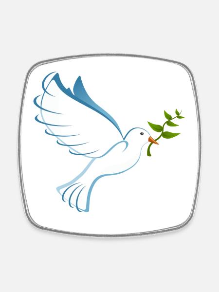 Dove of Peace - Square fridge magnet - white
