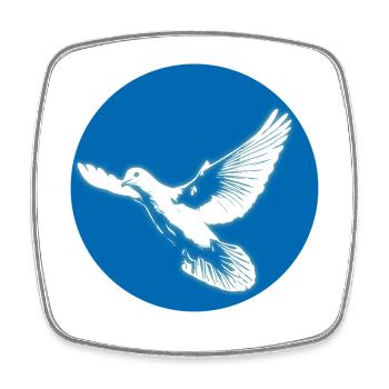 Colombe blanche brillante de paix dans un cercle bleu - Magnet carré - blanc - Devant