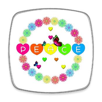 Farbkreis des Friedens Peace Flower Power - Viereckiger Kühlschrankmagnet - Weiß - Vorne