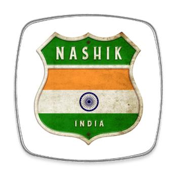 Nashik India Coat of Arms Flags Design - Square fridge magnet - white - Front