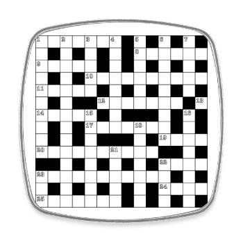 Retro Black White Crossword Puzzle Pattern - Square fridge magnet - white - Front