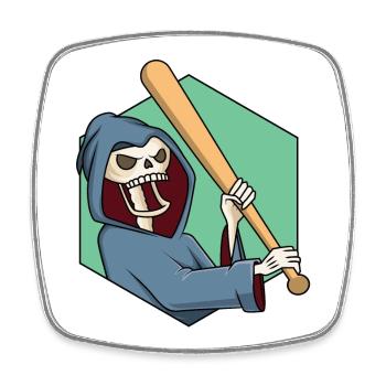 Grim Reaper avec batte de baseball - Magnet carré - blanc - Devant