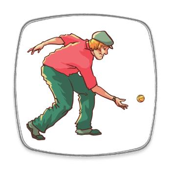 Tenue de pétanque boule pour boule bouler - Magnet carré - blanc - Devant