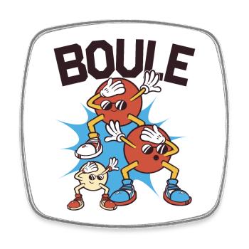Tenue de pétanque boule pour boule bouler - Magnet carré - blanc - Devant