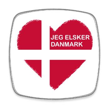 J’adore le T-shirt Danemark - Magnet carré - blanc - Devant