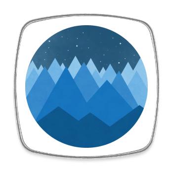 Verschneite Berge Minimalistischer Nachtstil - Viereckiger Kühlschrankmagnet - Weiß - Vorne