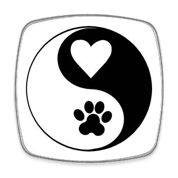 Heart Paws YinYang Contrast Design - Square fridge magnet - white - Front