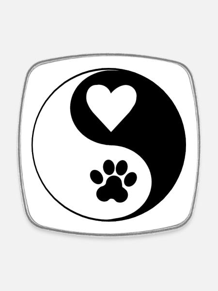 Design contrastant Heart Paws YinYang - Magnet carré - blanc