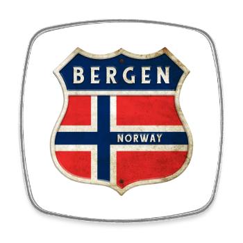 Bergen Norway Coat of Arms Flags Design - Square fridge magnet - white - Front