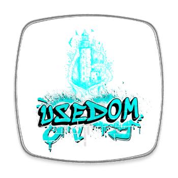 Usedom Leuchtturm Design / Geschenkidee - Viereckiger Kühlschrankmagnet - Weiß - Vorne