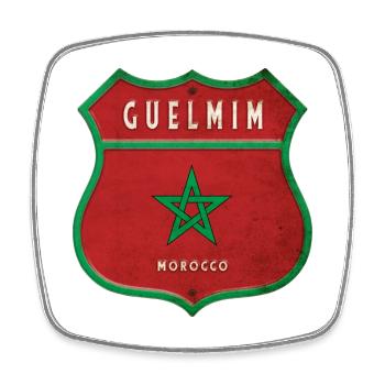 Guelmim Morocco Coat of Arms Flags Design - Square fridge magnet - white - Front