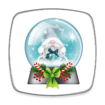 Boule à neige Père Noël avec cannes de bonbon - Magnet carré - blanc - Devant