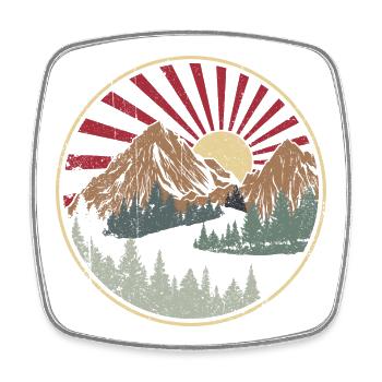 Insigne du Cercle de la Montagne du Lever du Soleil - Magnet carré - blanc - Devant