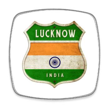 Lucknow India Coat of Arms Flags Design - Square fridge magnet - white - Front