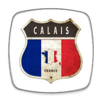 Calais Frankreich Wappen Flaggen Design - Viereckiger Kühlschrankmagnet - Weiß - Vorne