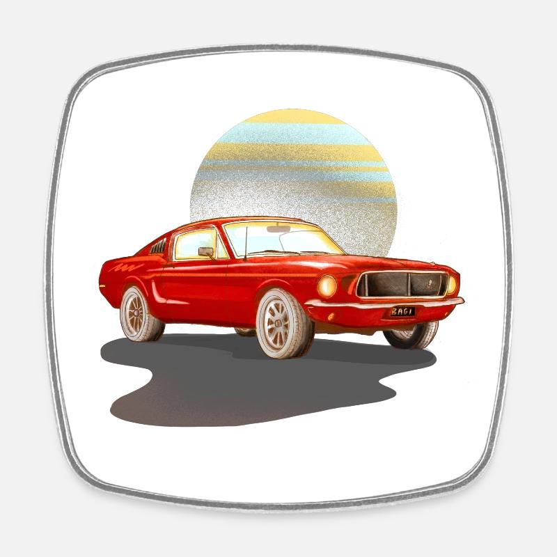 Auto rotes Auto - Viereckiger Kühlschrankmagnet - Weiß