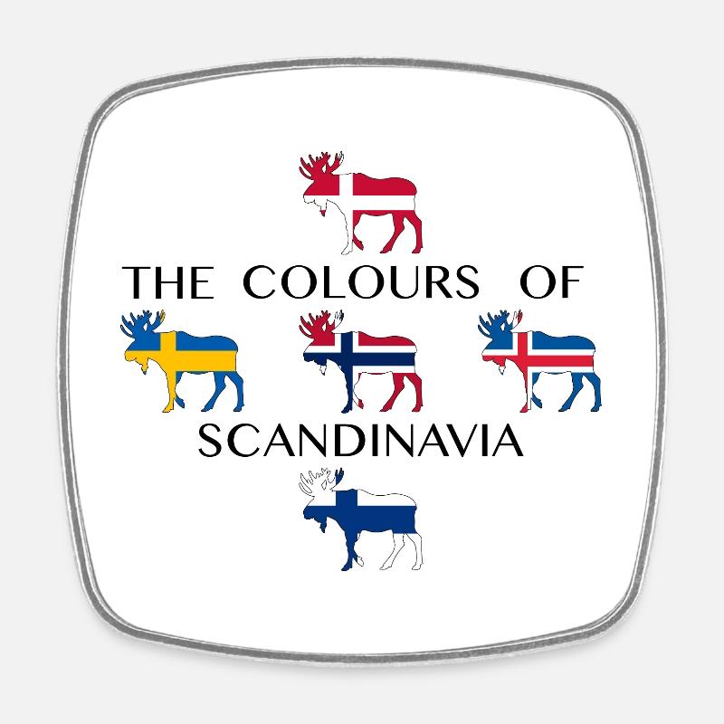 Scandinavie Drapeaux Moose Colors Norvège - Magnet carré - blanc