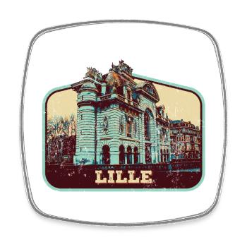 Retro-Abzeichen, Lille Frankreich ist meine Heimatstadt - Viereckiger Kühlschrankmagnet - Weiß - Vorne
