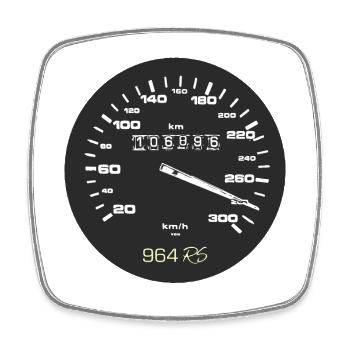 Highspeed - Tacho - Speedmeter - Viereckiger Kühlschrankmagnet - Weiß - Vorne