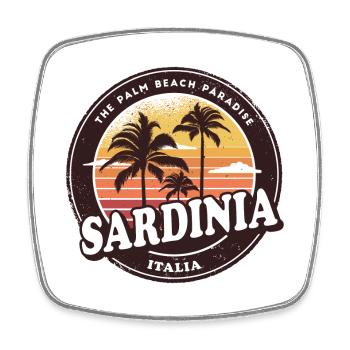 Sardinia beach vintage design - Square fridge magnet - white - Front
