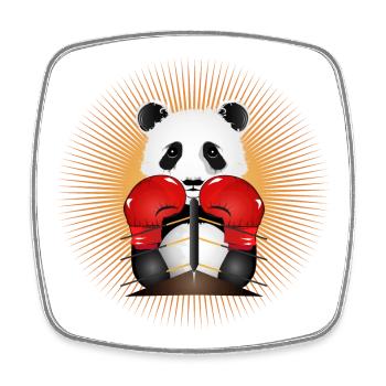 Panda en héros boxeur radieux sur le ring de boxe - Magnet carré - blanc - Devant