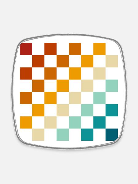 Retro chessboard - Square fridge magnet - white