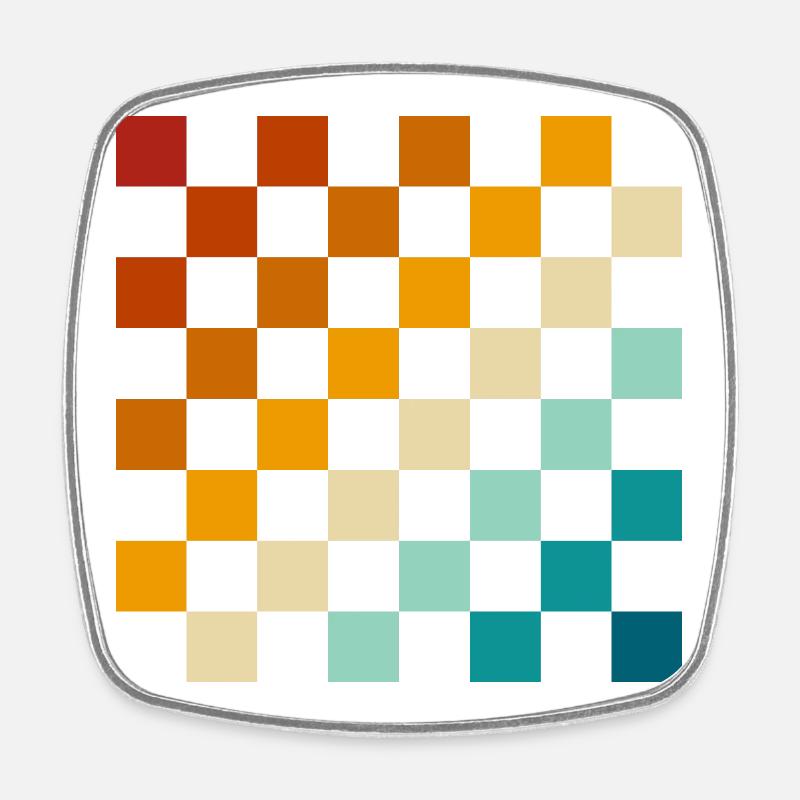 Retro-Schachbrett - Viereckiger Kühlschrankmagnet - Weiß