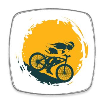 Mountain Biker avec swing t-shirt pull autocollant - Magnet carré - blanc - Devant