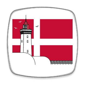 Dänemark Fahne mit Rubjerg Knude Leuchtturm - Viereckiger Kühlschrankmagnet - Weiß - Vorne