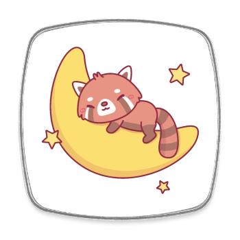Süßer kleiner roter Panda, der auf dem Mond schläft - Viereckiger Kühlschrankmagnet - Weiß - Vorne