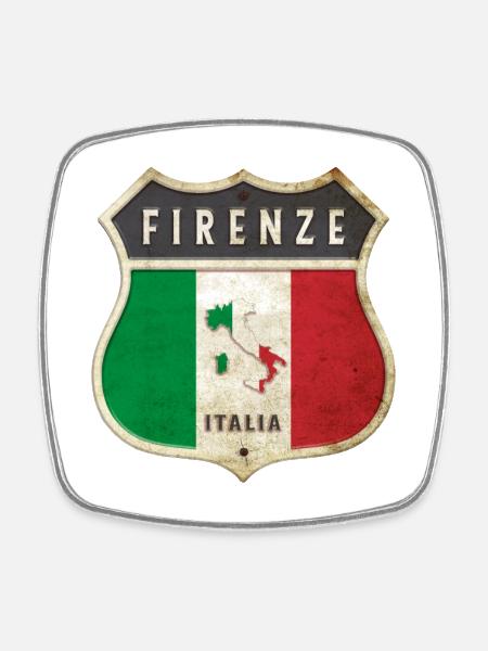 Florence Italie Armoiries Drapeaux Design - Magnet carré - blanc