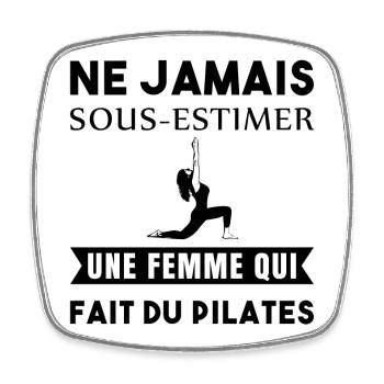 Pilates femme humour - Magnet carré - blanc - Devant