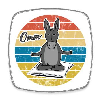Yoga Esel Meditation Retro Vintage Omm Geschenk - Viereckiger Kühlschrankmagnet - Weiß - Vorne